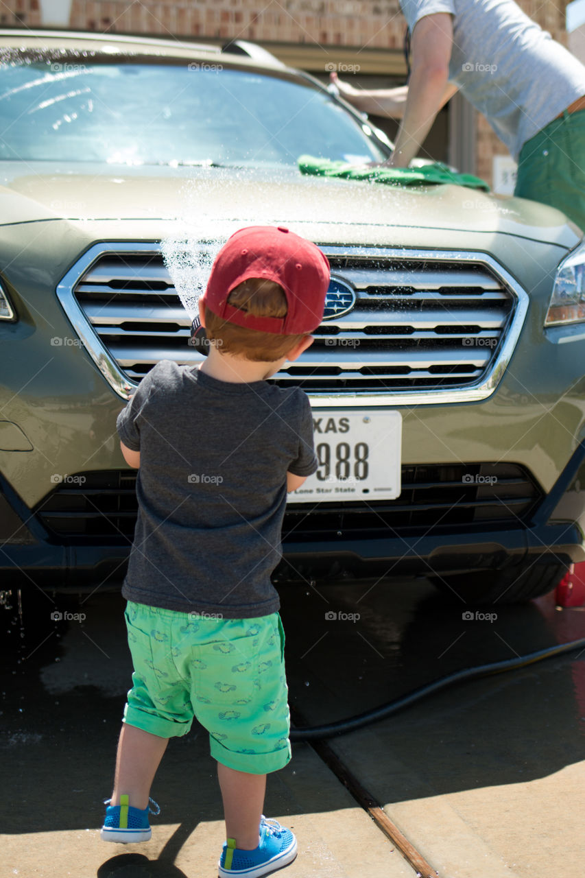 Cleaning the car 