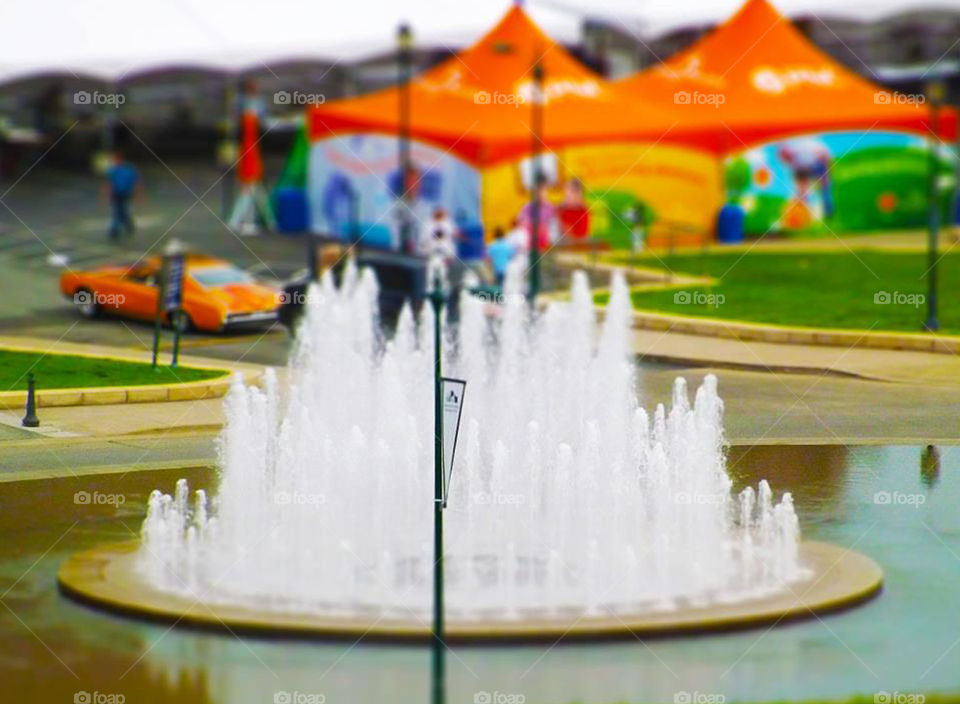 Fountain Near Union Station in Kansas City. This fountain sits across the street from the Union Station in Kansas City. I created a miniature scene using a tilt shift effect.