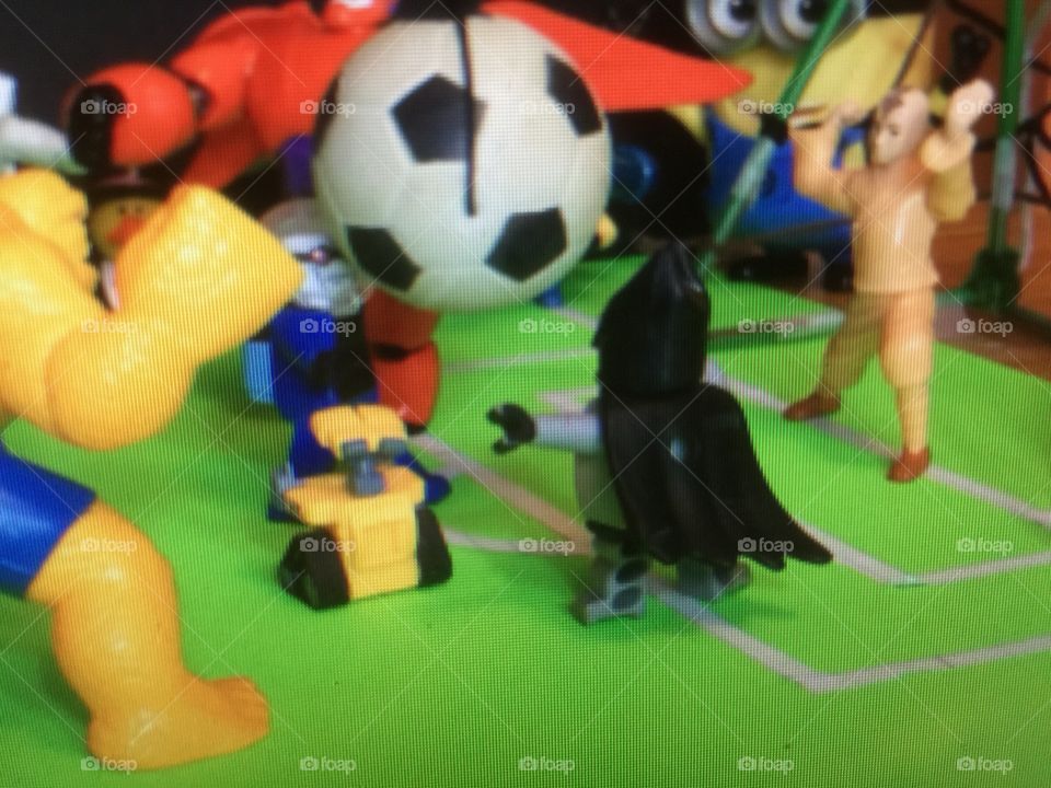 The toys soccer game. I was making a stop movie and this is one of many frames.
