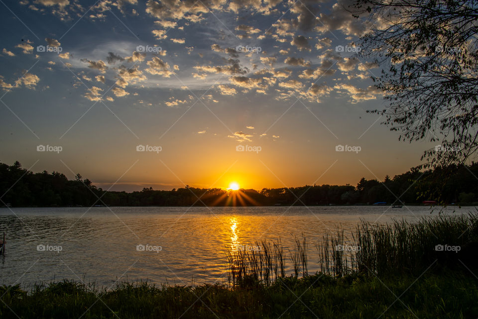 Golden sunset over a lake in Minnesota