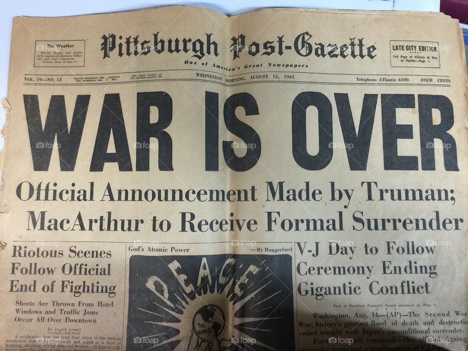 War is over newspaper