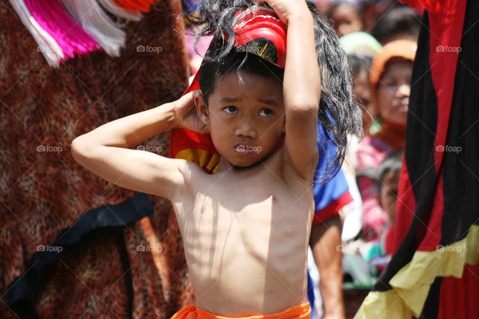 kid dancer. kid dancer after performing barongan