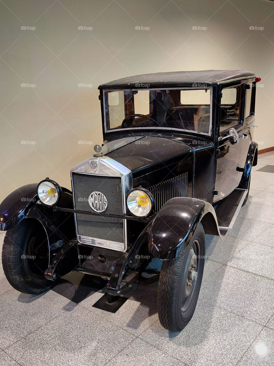 Retro cars.  black car.  "Mathis Type MY". France. 1927 year of issue