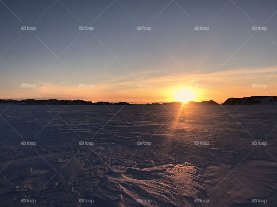 Sunset view at South Pole