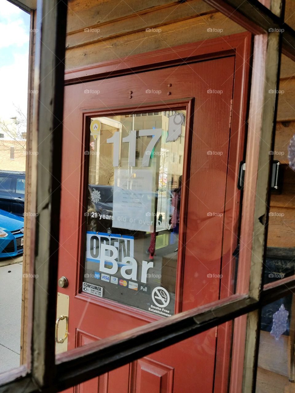 The door to a brew pub and eatery in Indiana.