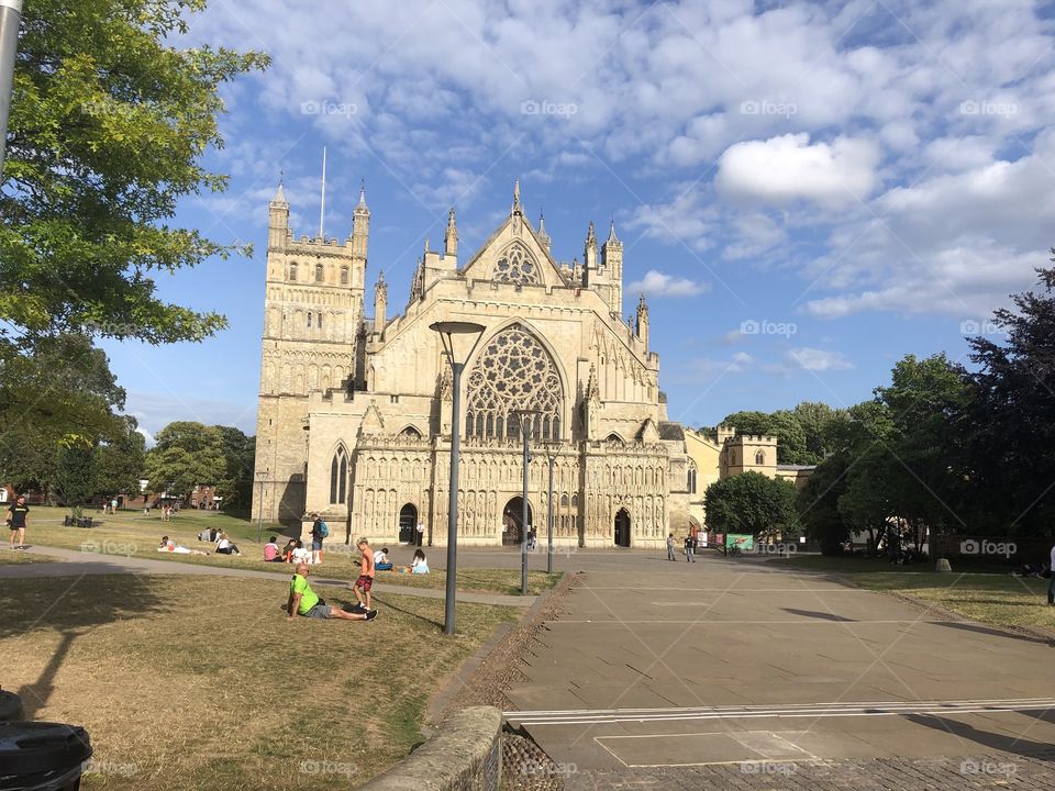 Exeter Cathedral looking fabulous in the late afternoon summer sunshine.