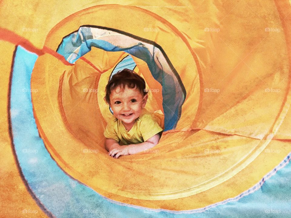 A happy child playing