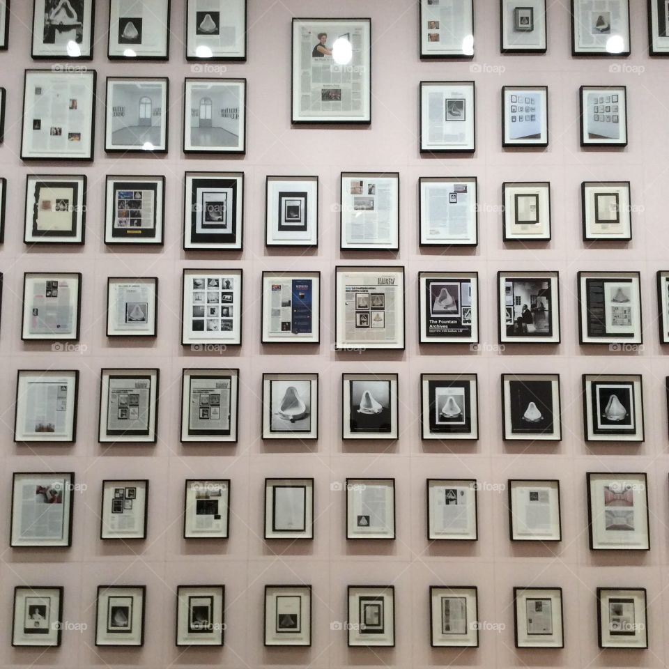 Museum pink wall with frames in Mexico 