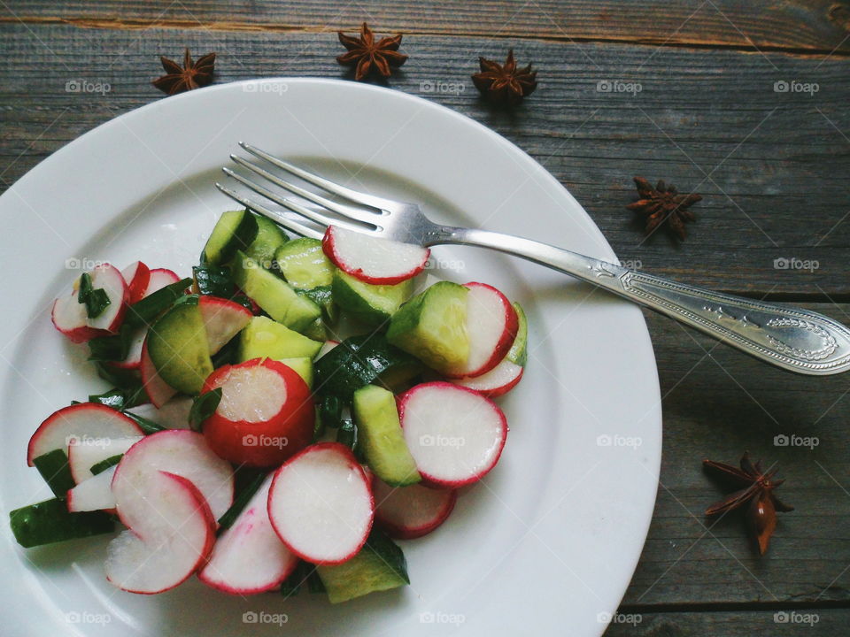 Fruit salad on plate