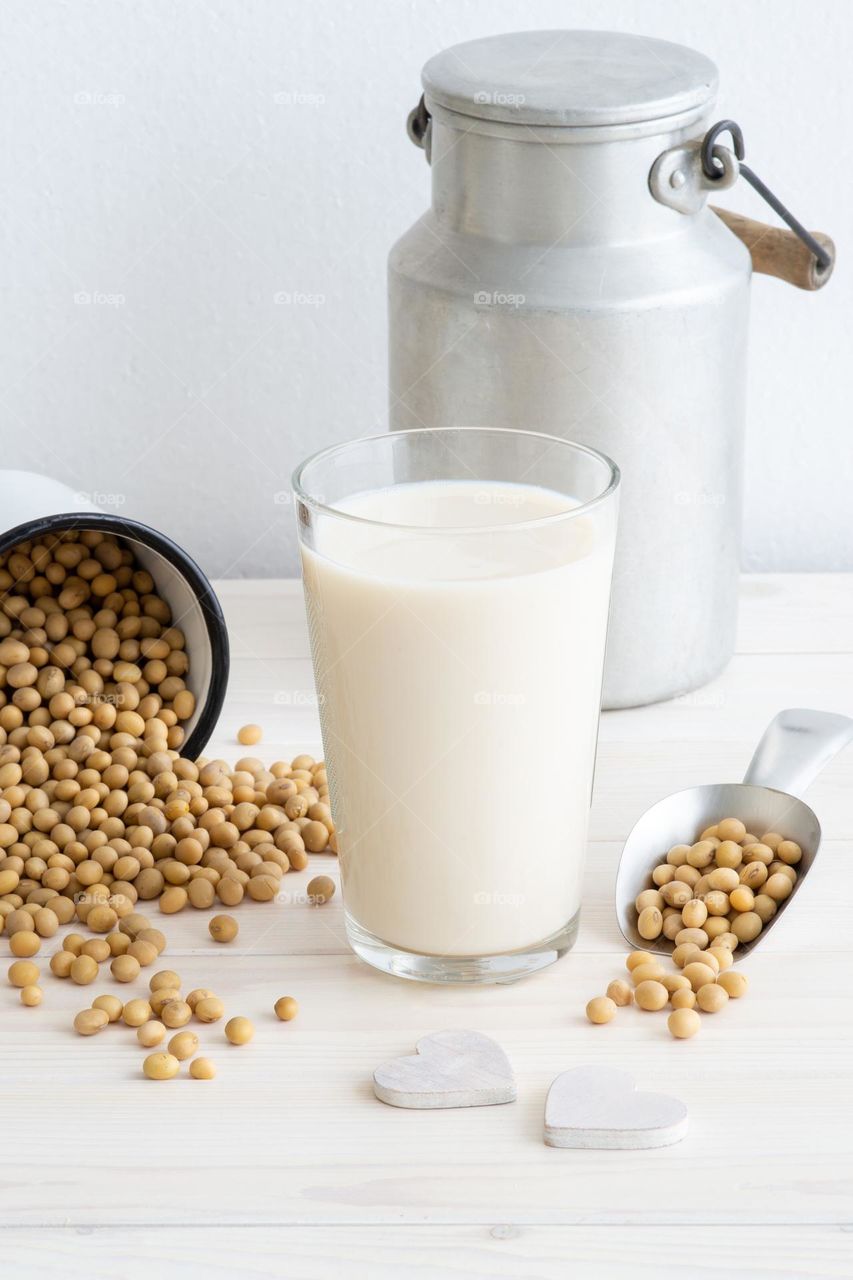 soya milk in a glass