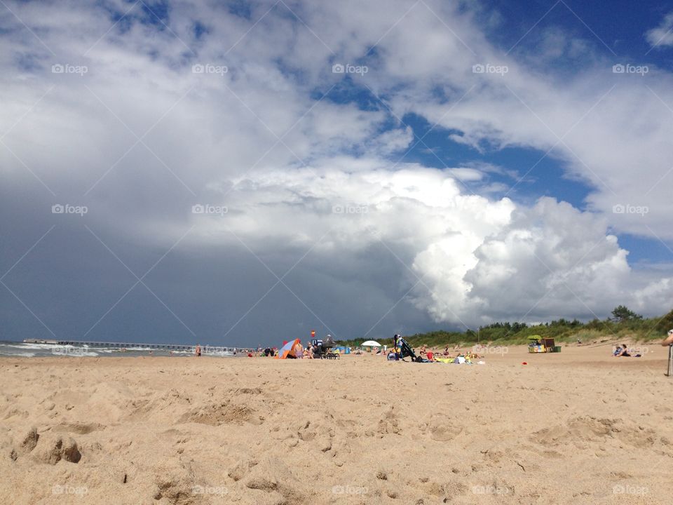 Palanga beach and sky before rain 