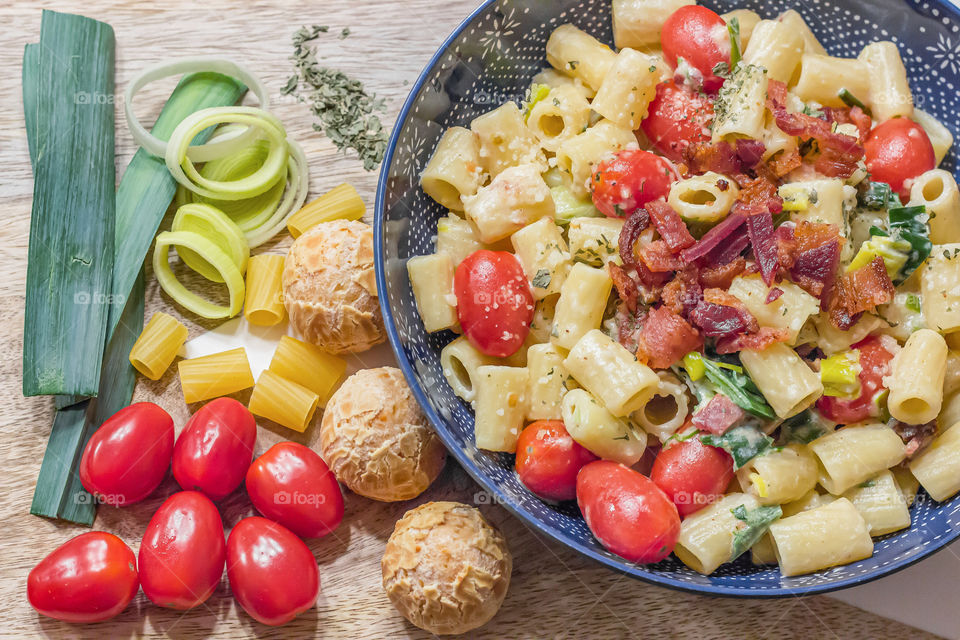 Bacon,  Leek and Tomato Pasta