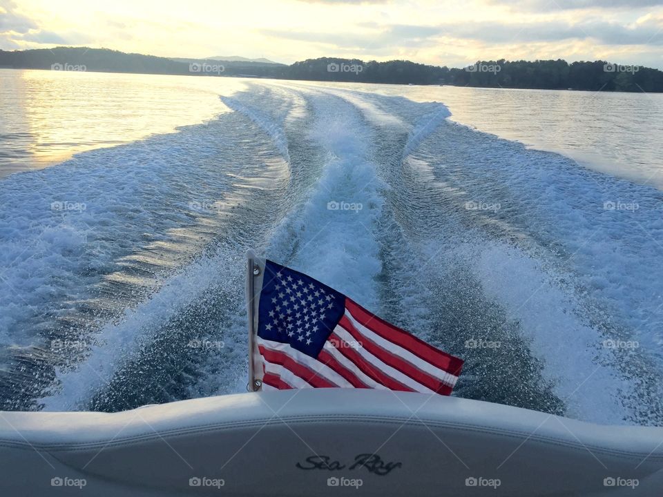 American Flag on boat