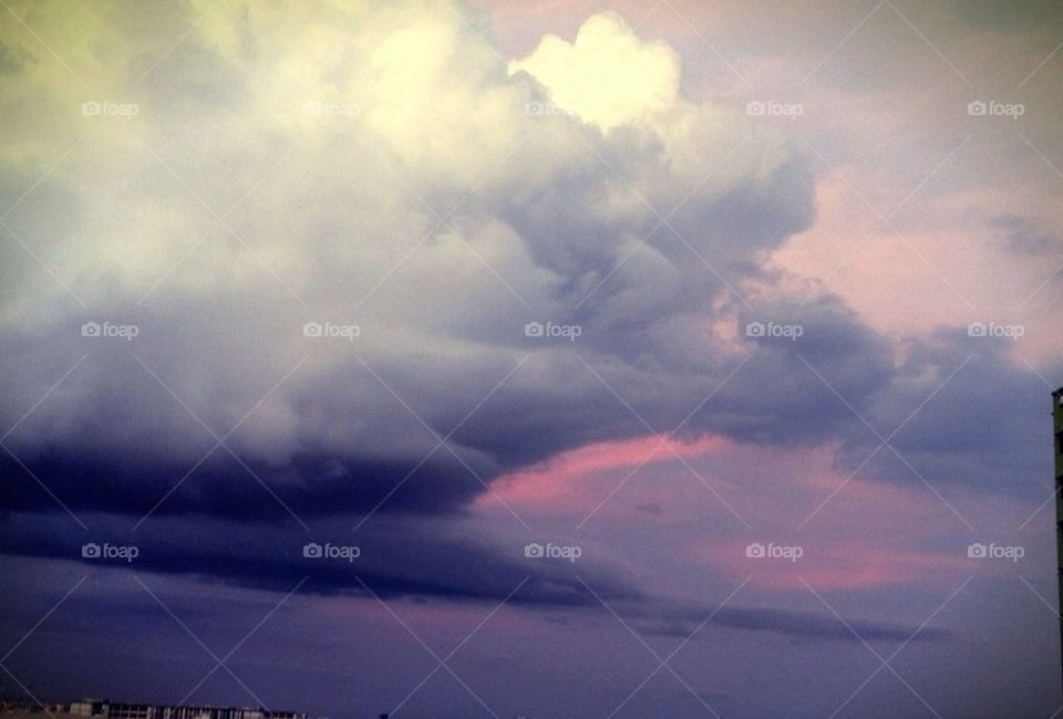 Dark clouds at sunset