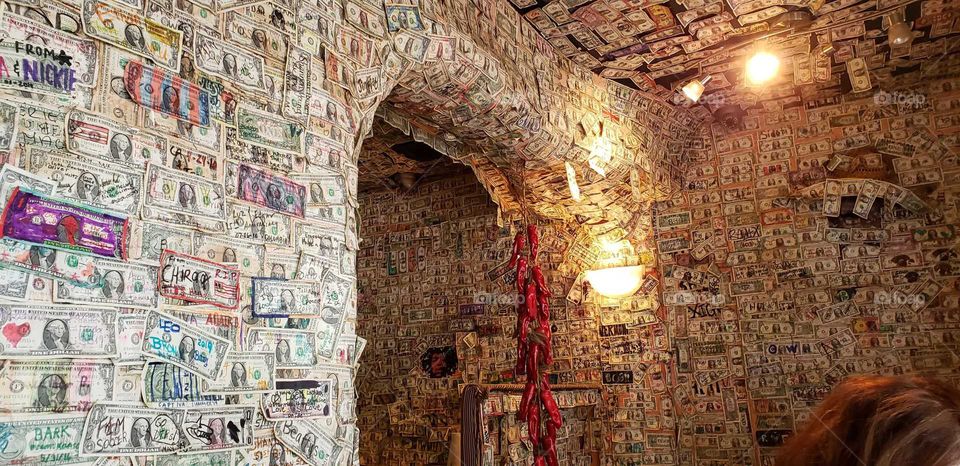 Sanibel island mexican restaurant filled with dollar Bill's