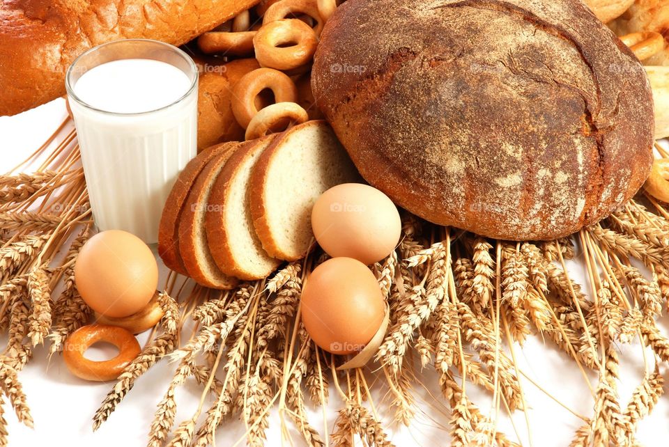 Composition of bakery, wheat, eggs and milk