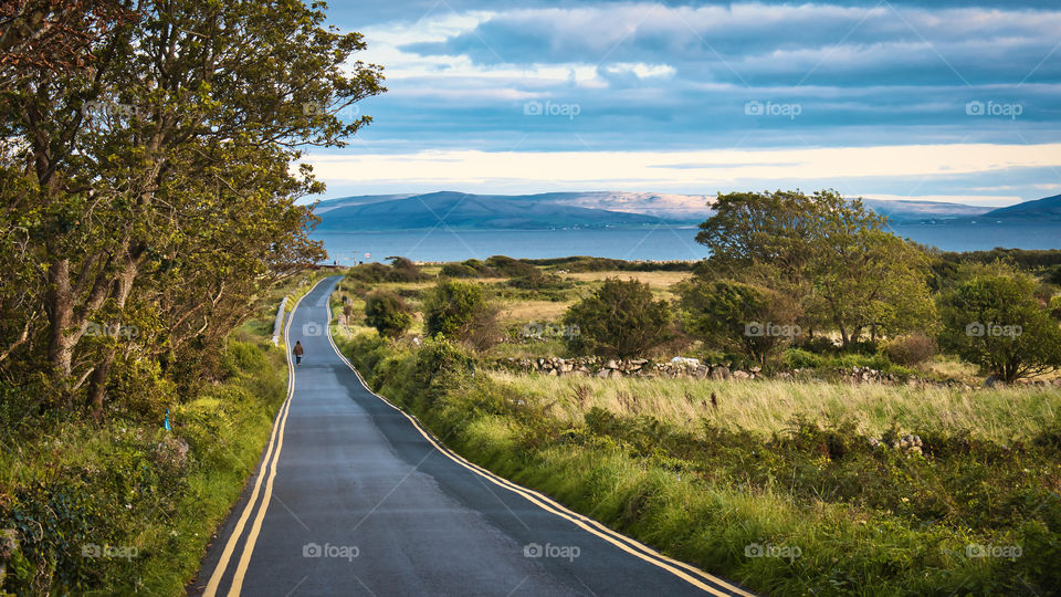 Road to Silverstrand beach with mountain in the background