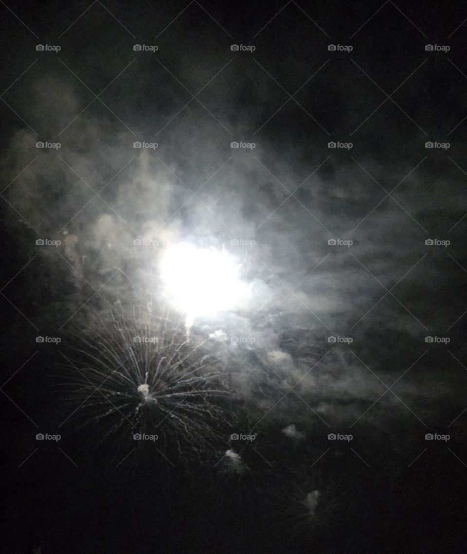 Fireworks in black and white