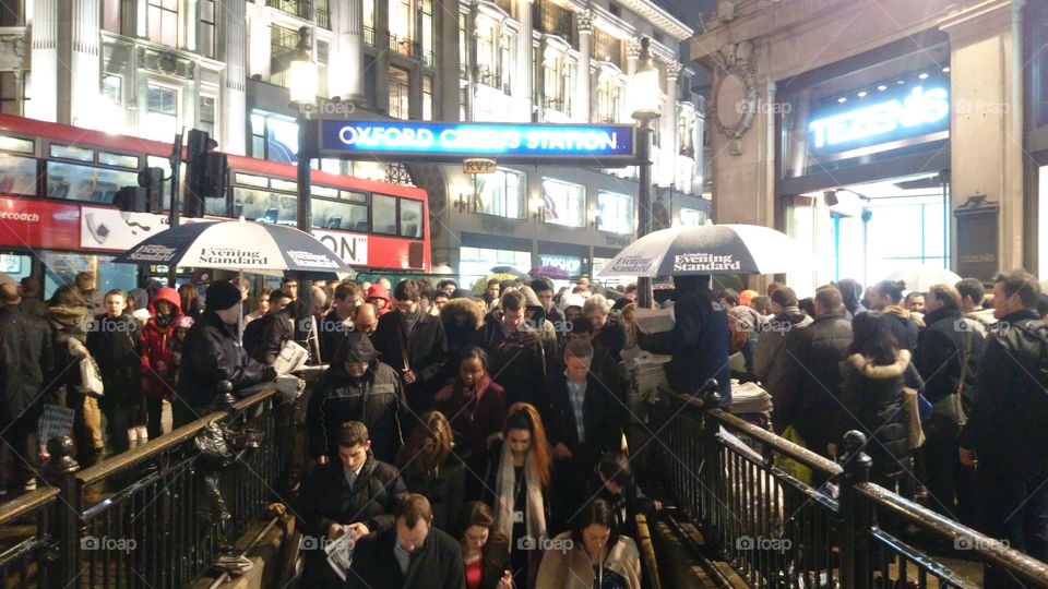 Oxford Circus Station . rush to get home in London 