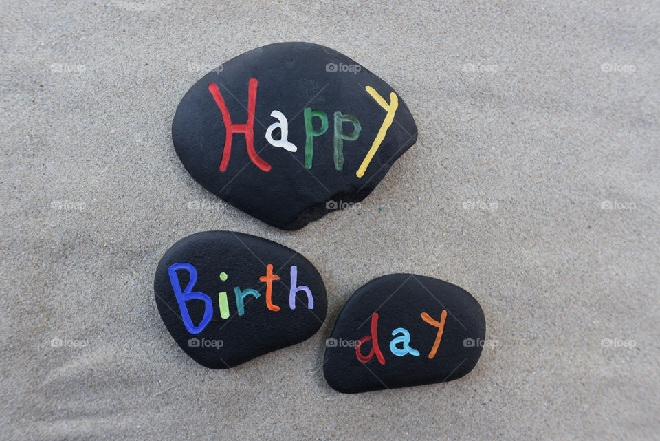 Happy Birthday message on stones