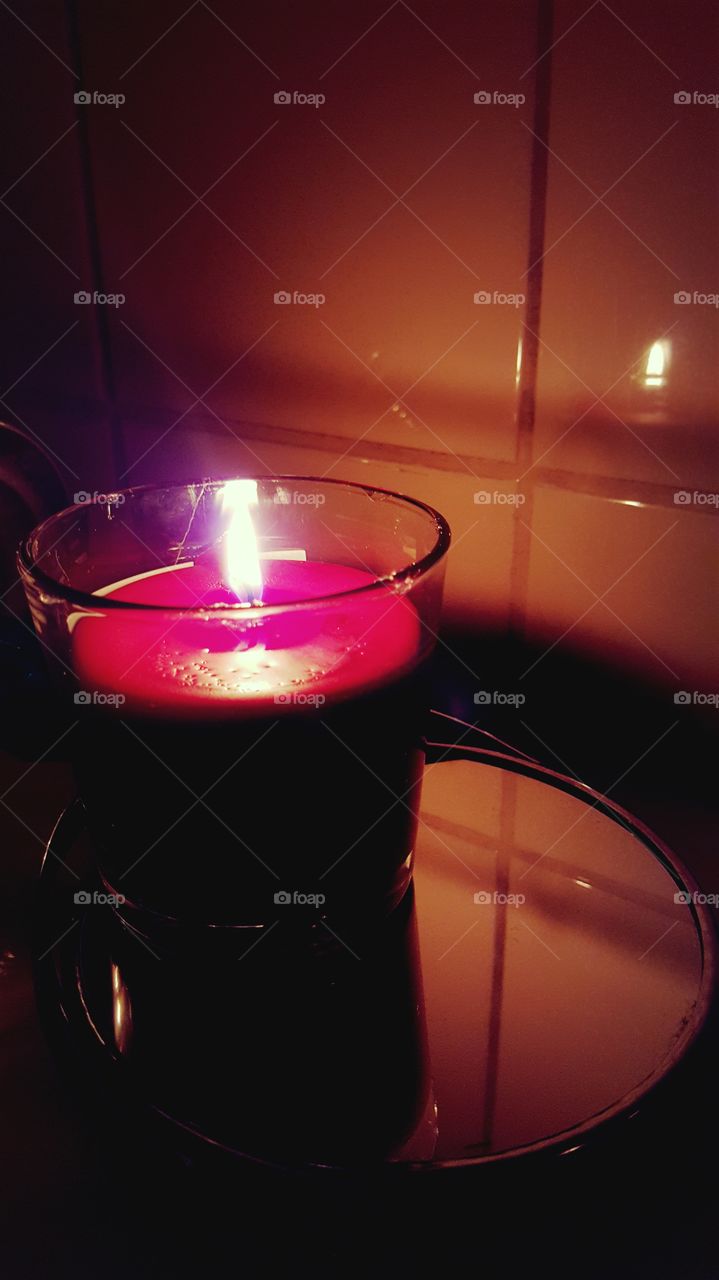 Lit Red Candle