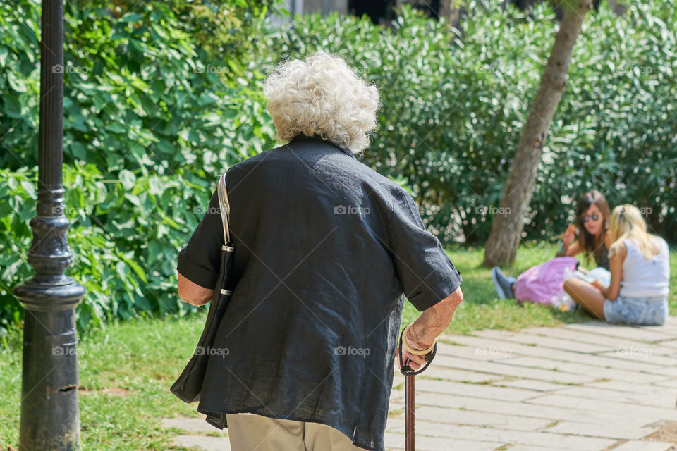 Elderly woman at the park