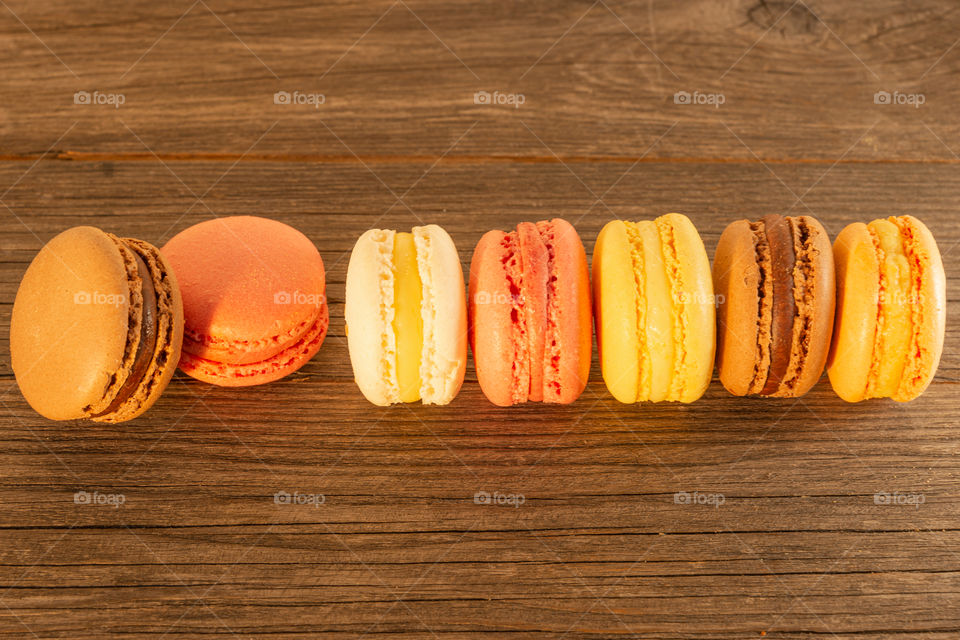 colorful macarons in a row