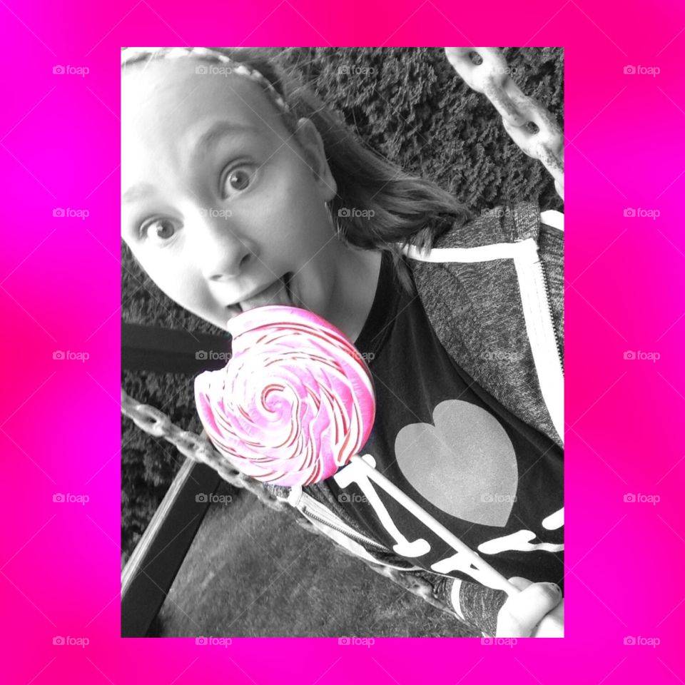 Lollipop. I got this giant lollipop from a birthday party so while I was eating it I thought it would make a cute photo