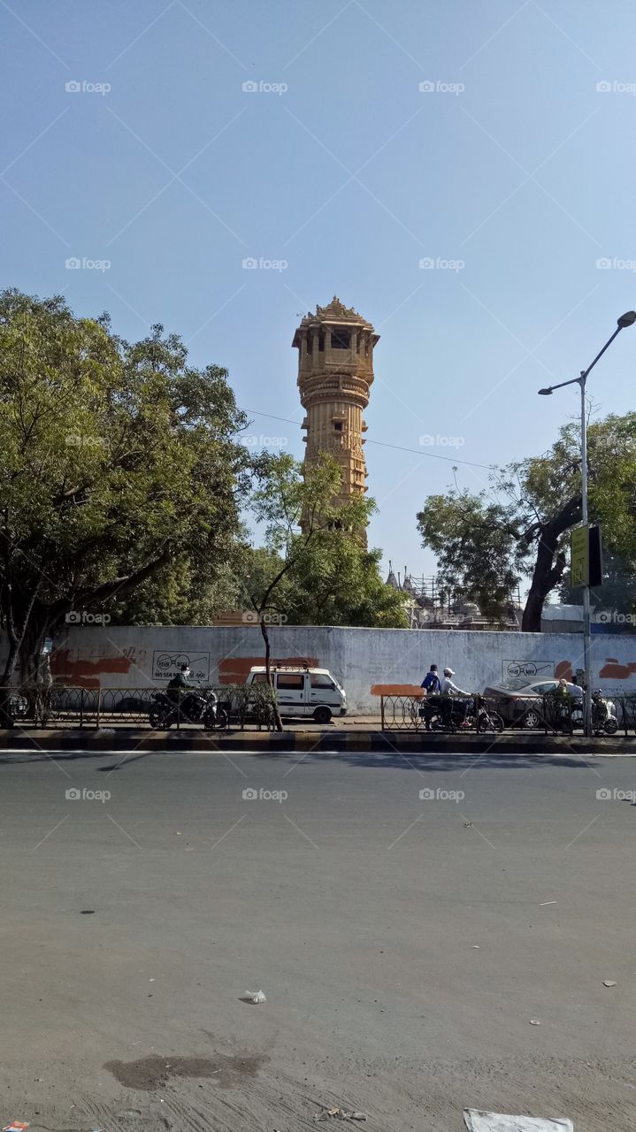 Ancient tower in urban