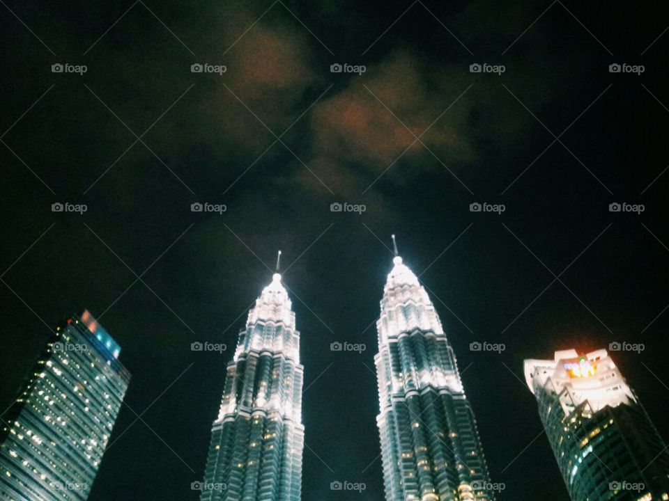 KLCC. KLCC twin tower nightlife scenery