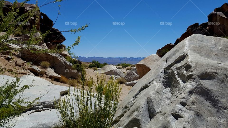 looking through a desert canyon