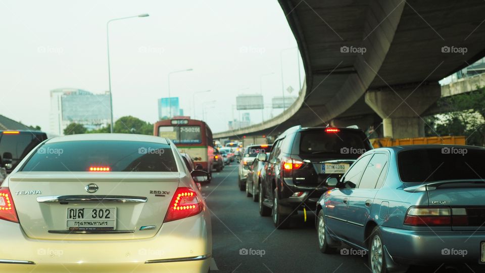 Traffic jam in Bangkok at Thailand