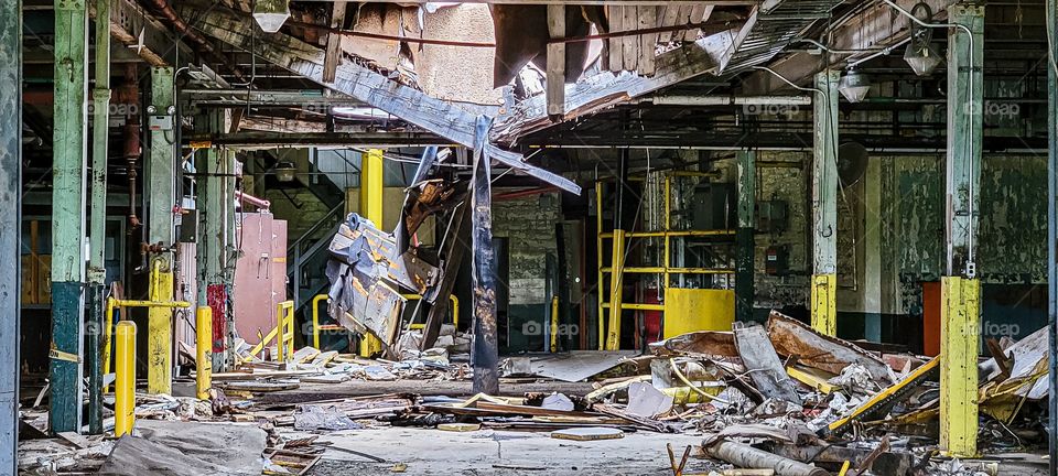 abandoned mill, falling apart
