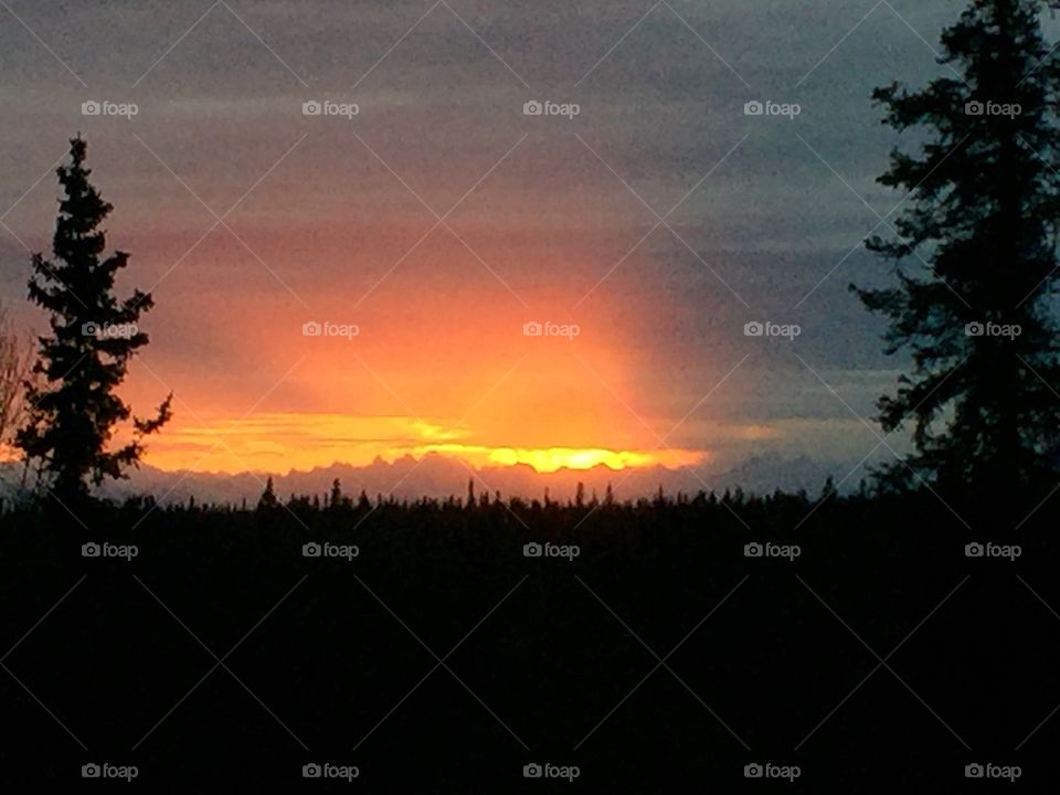 Alaska Mountain Range Sunset 