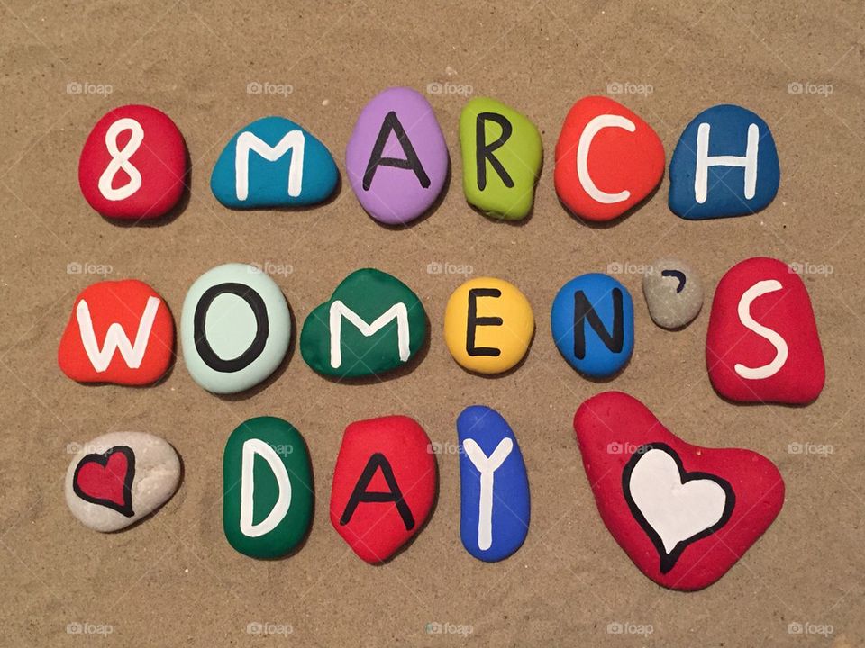 8 March, women's day on colored stones