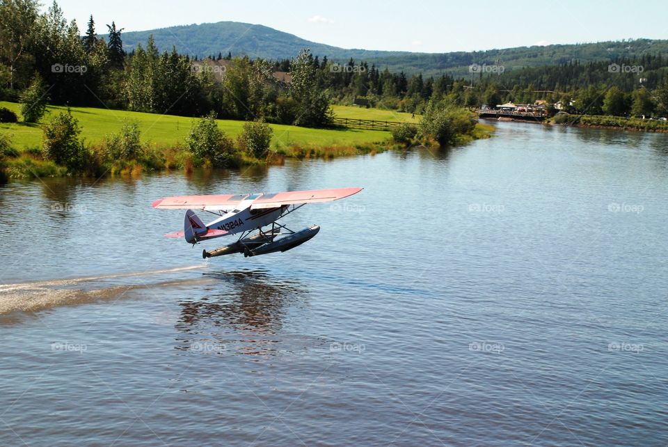 Float plane taking off