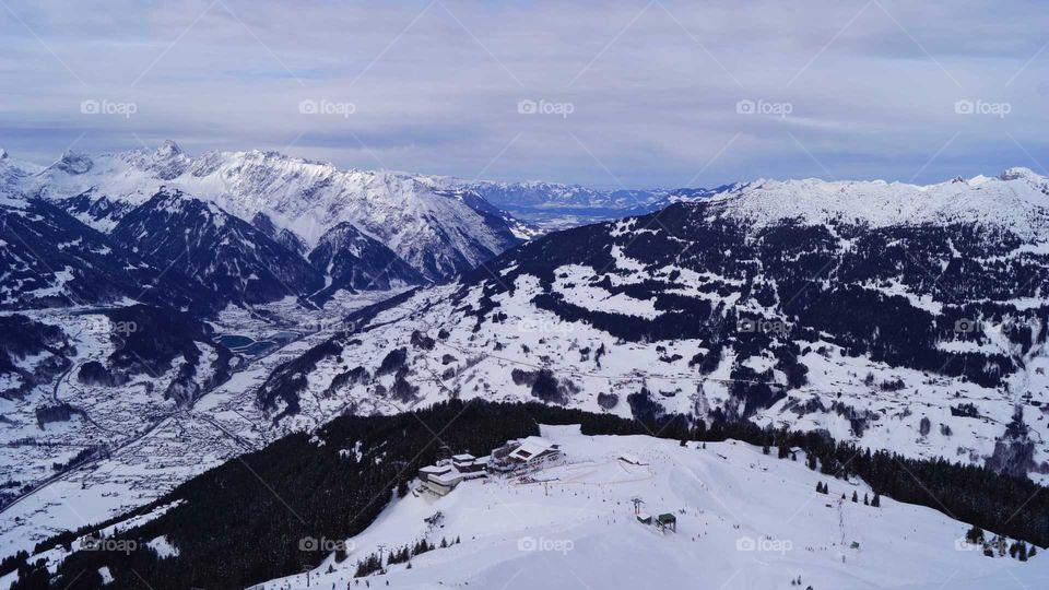 Panoramic view to Schruns, from Silvretta Montafon ski resort