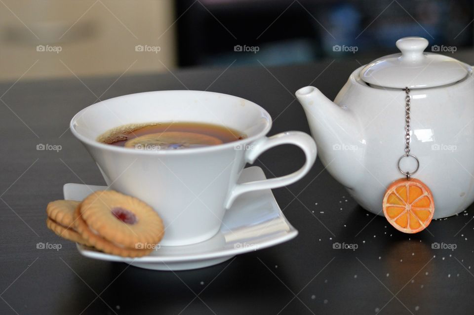 Biscuit and coffee for breakfast