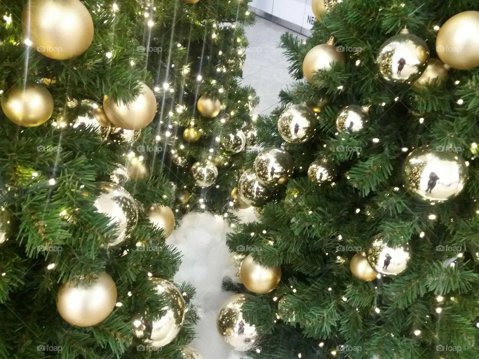 Close-up of a decorated christmas tree