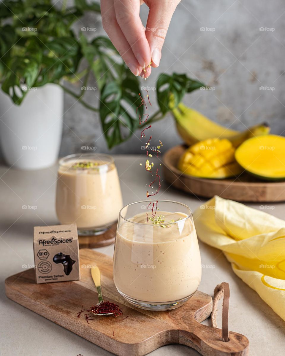 Vegan mango lassi dessert 