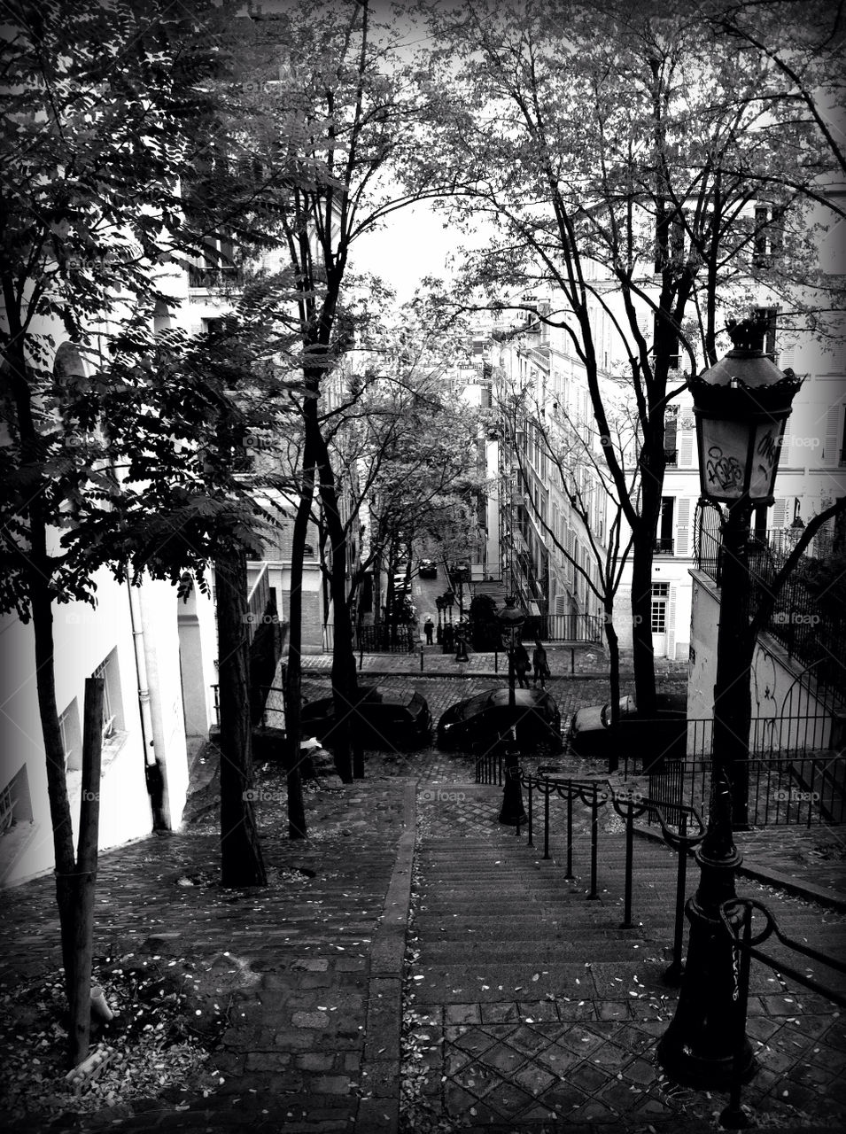paris black and white montmartre street view by andrebees