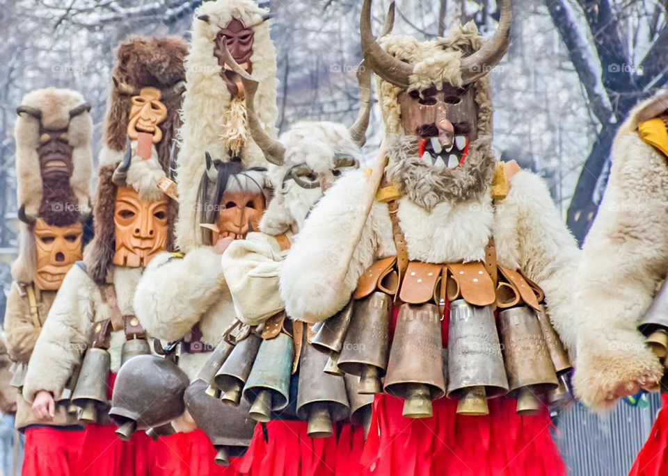 Crowd Kukeri Festival in Bulgaria