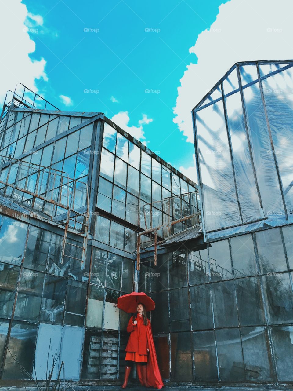 Girl with red umbrella