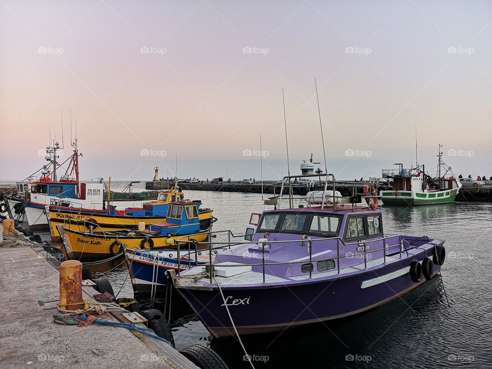 Purple Boat in harbor
