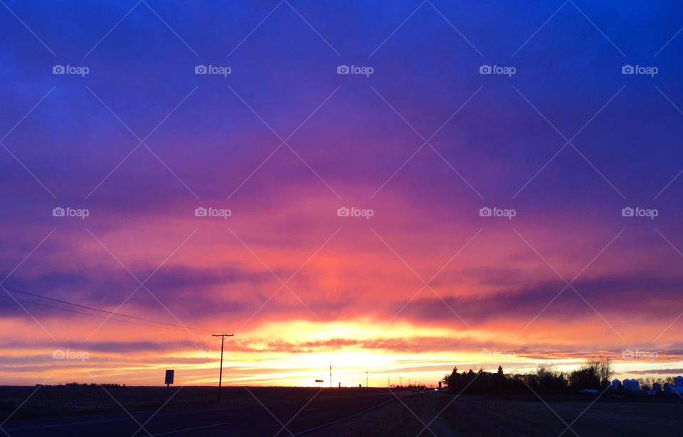 Colourful prairie sunset