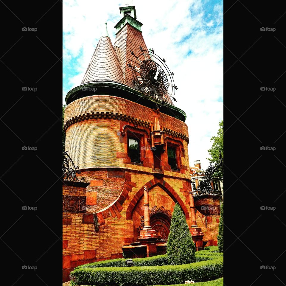 Statue in St. Louis. The front of a gated community