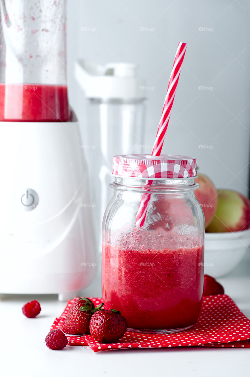 Strawberry juice mason jar