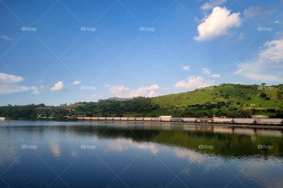 lake and train