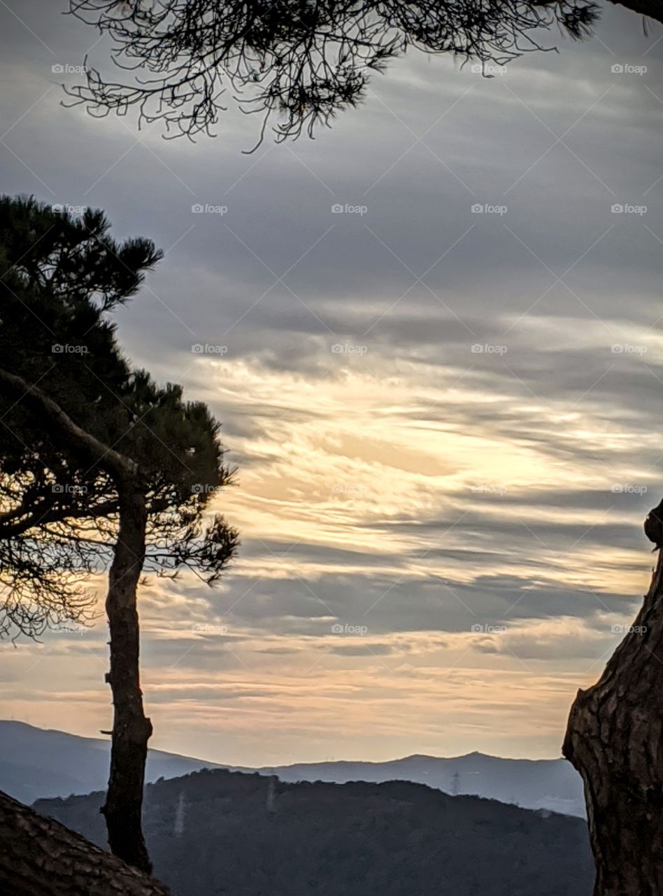 Sunset view walking down Mount Tibidabo