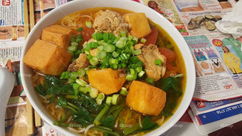 Vietnamese  crab noodle soup. It is yummy!